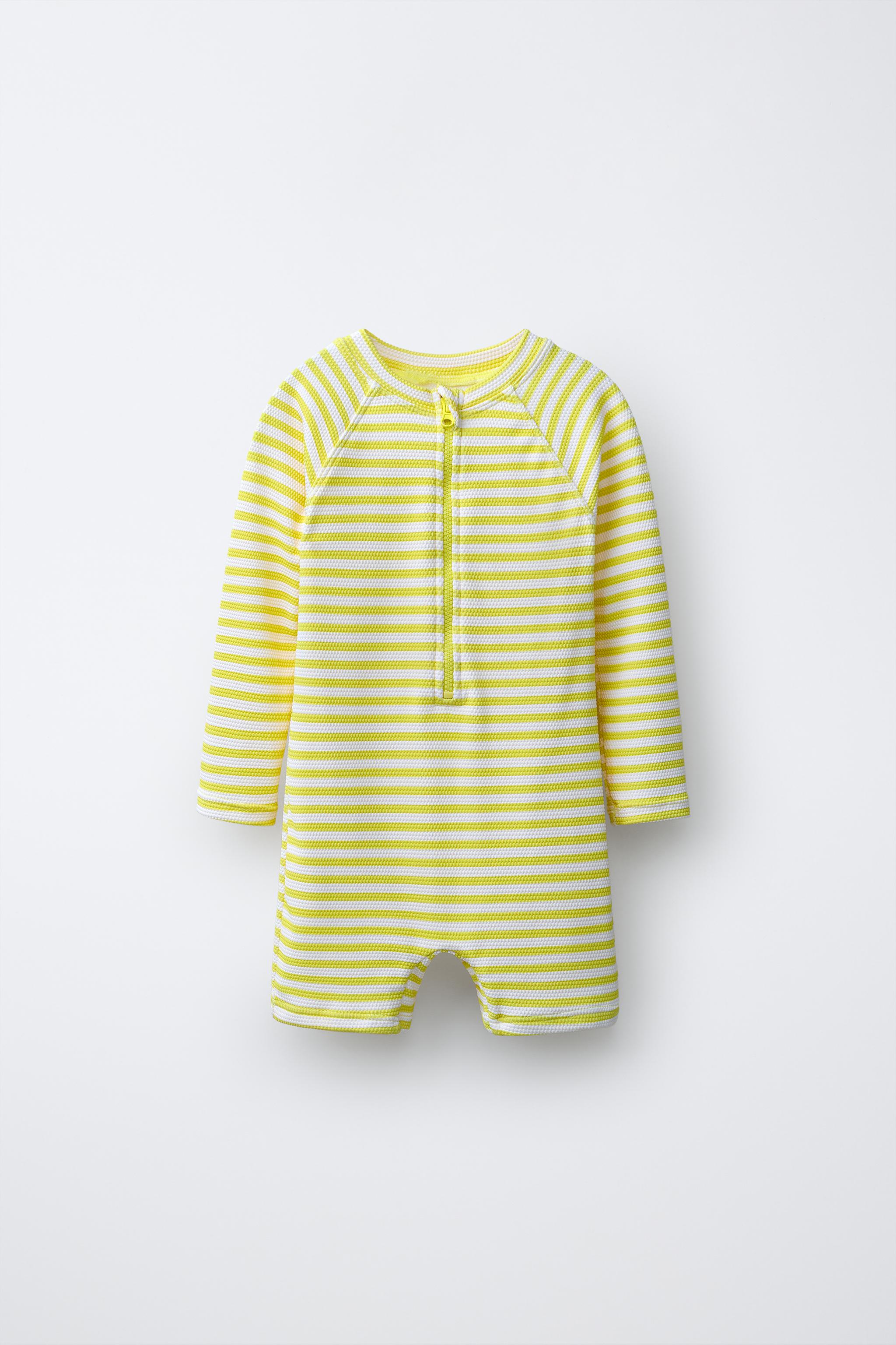 1-6 YEARS/ STRIPED TEXTURED SWIMSUIT